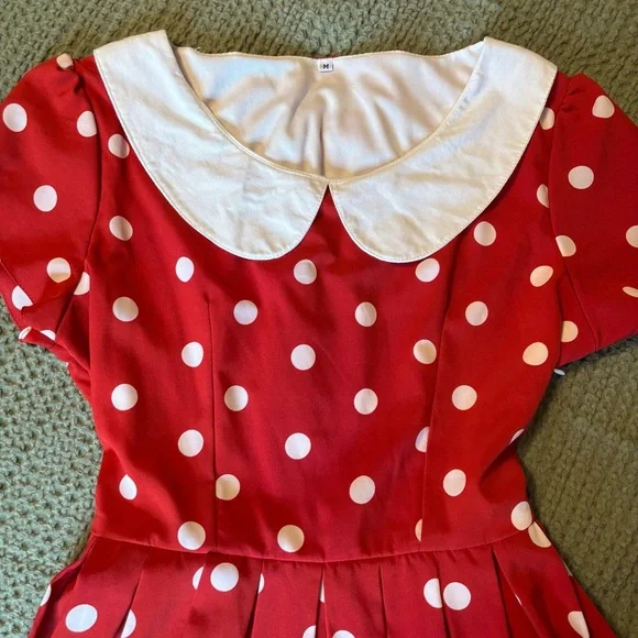 Bonne Chance Minnie Mouse Red Polka Dot Dress Disney - Picture 5 of 11